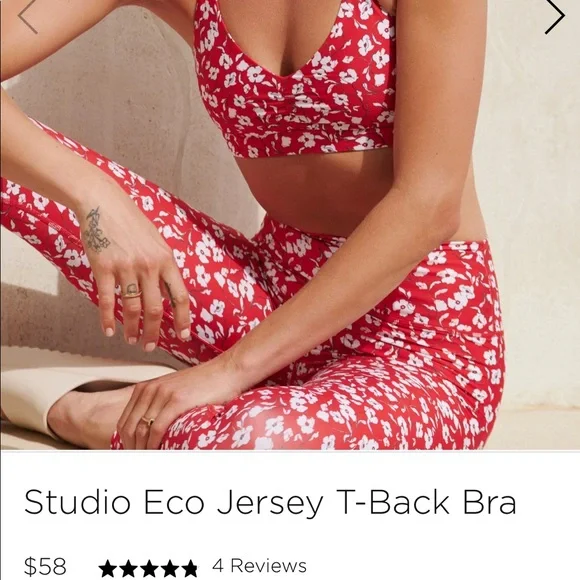 NWOT Spiritual Gangster Red T Strap Bra (Verona Floral Print)